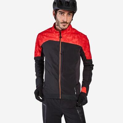 CHAQUETA DE MTB INVIERNO HOMBRE ROCKRIDER ST 500 NEGRO ROJO