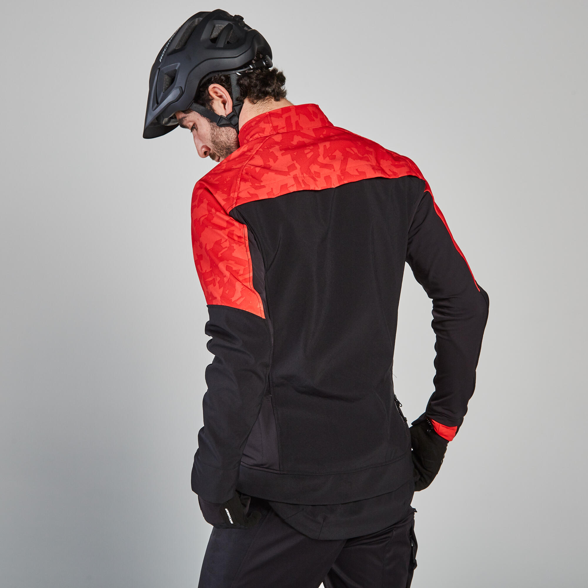 ROCKBROS Chaqueta de ciclismo de invierno para hombre, forro polar térmico,  resistente al viento, para correr, ciclismo, senderismo, Rojo- negro