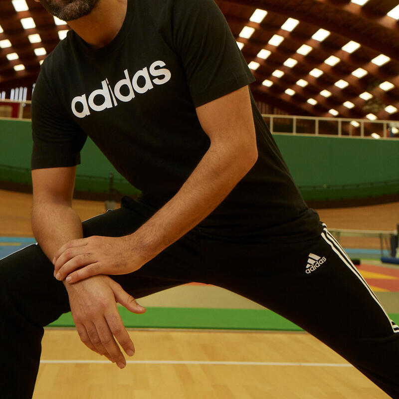 T-shirt fitness Adidas manches courtes slim coton col rond homme noir
