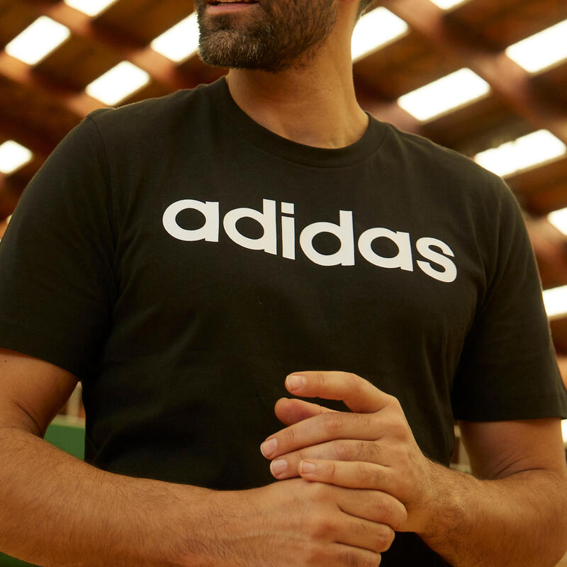 T-shirt fitness Adidas manches courtes slim coton col rond homme noir