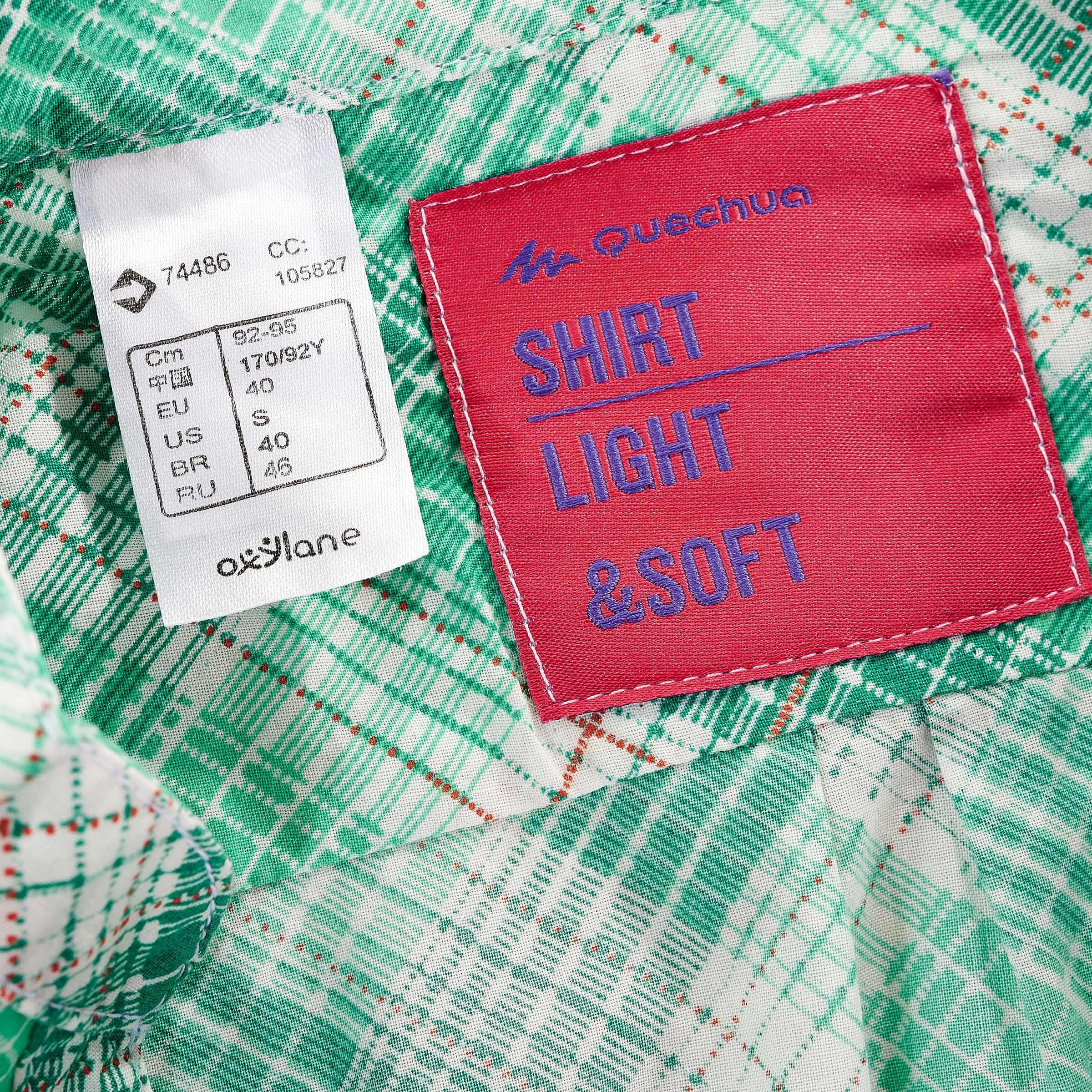 Women's Arpenaz 100 Sleeveless Hiking Shirt Green Checks 8/10
