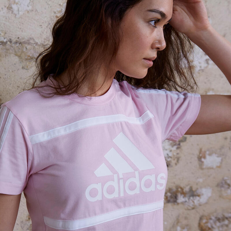 Camiseta Adidas Manga Corta 100% algodón Fitness rosa claro