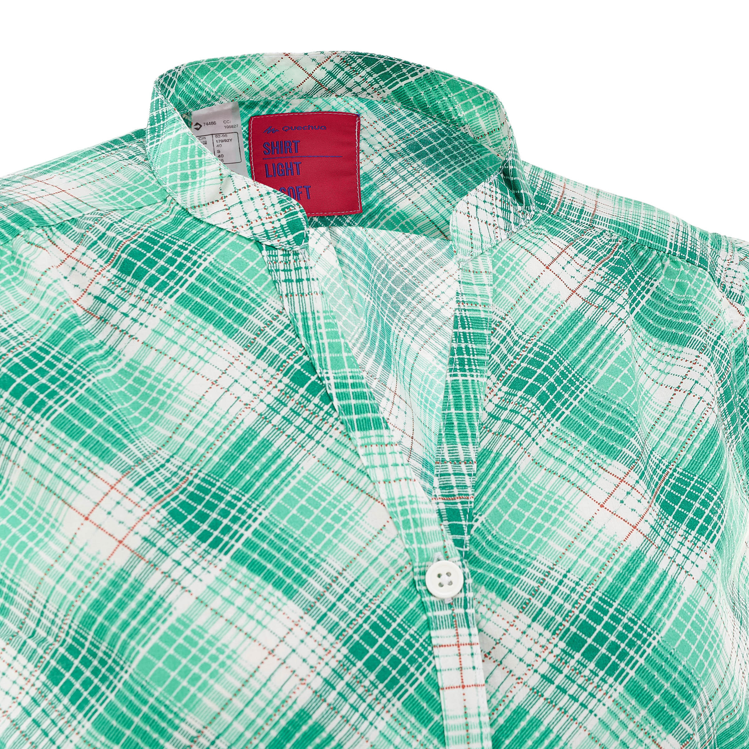 Women's Arpenaz 100 Sleeveless Hiking Shirt Green Checks 7/10