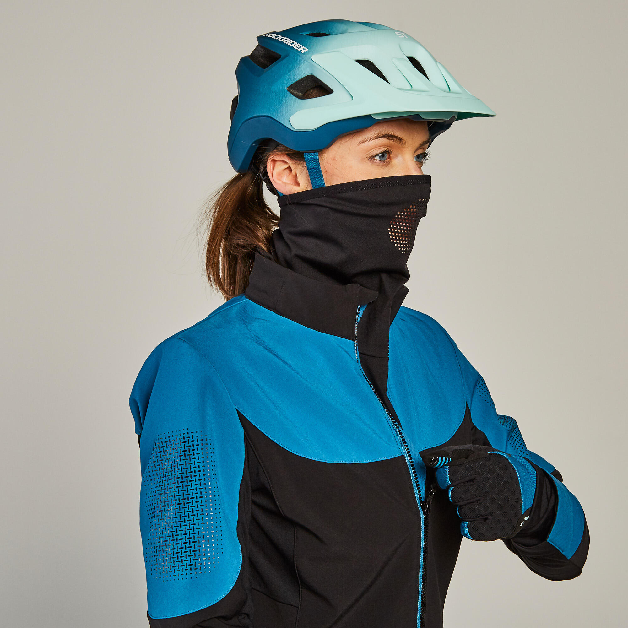 Women's Winter Mountain Bike Jacket - Turquoise/Black 3/19