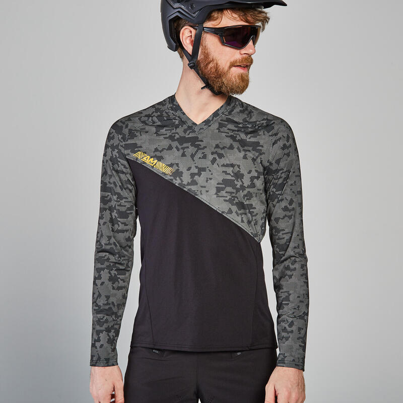Cyklistický dres s dlouhými rukávy na horské kolo černý