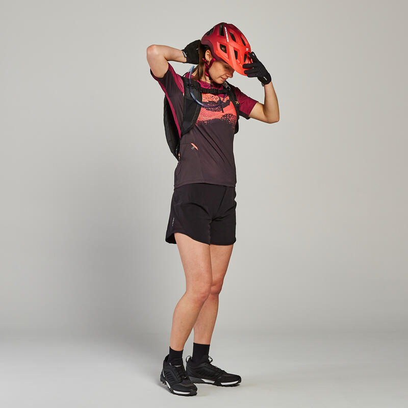 Women's ShortSleeved Mountain Bike Jersey ST 500 Purple Decathlon