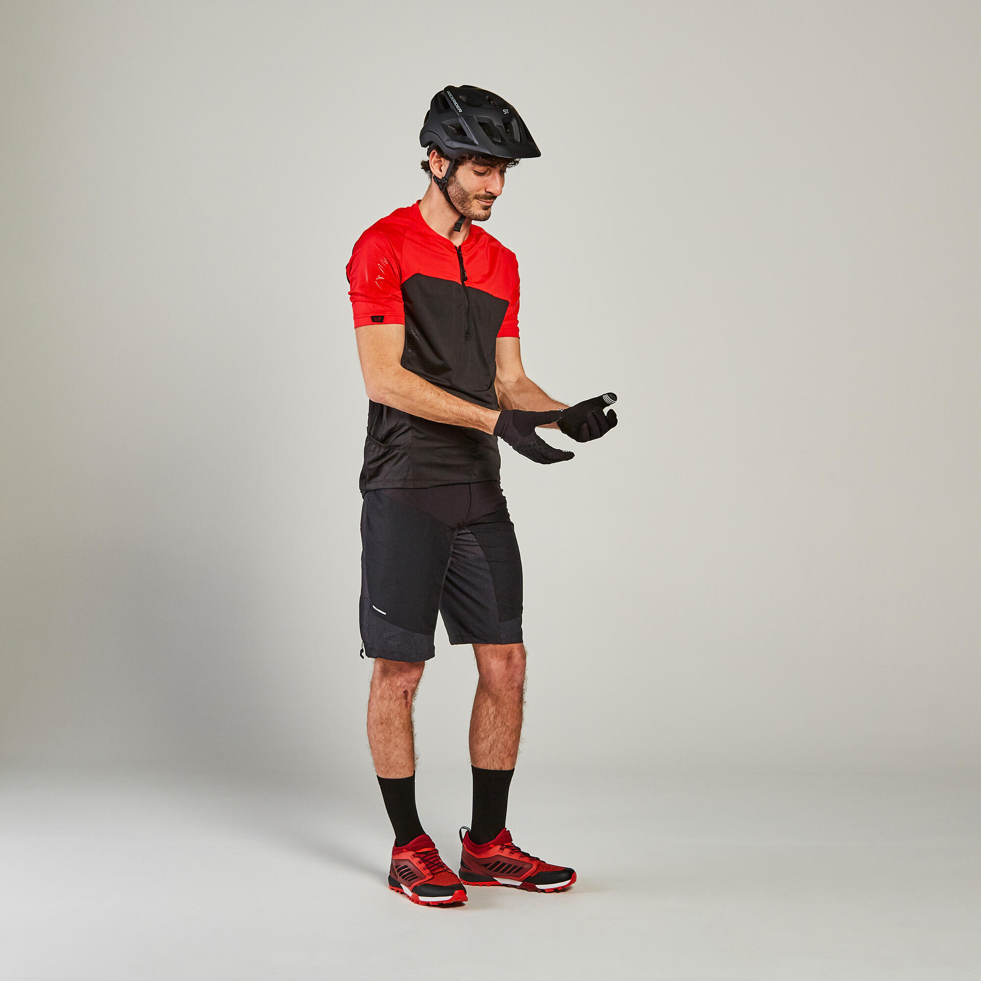 Short-Sleeved Mountain Biking Jersey - Black/Red 2/9