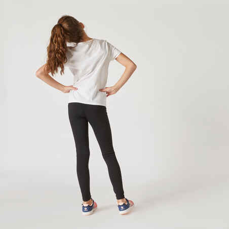 Girls' Basic Cotton Leggings - Black - Decathlon