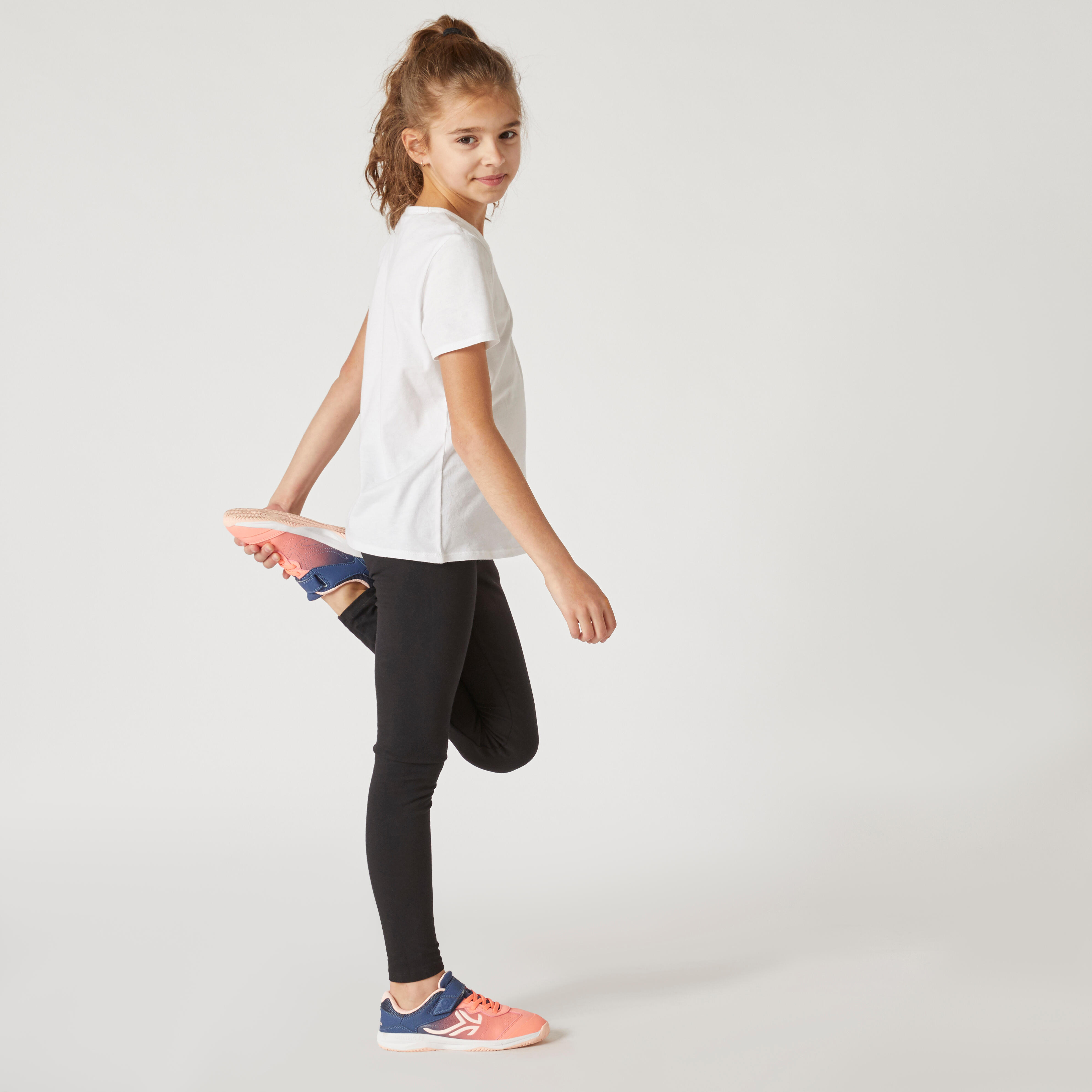 Girls Take Five size Medium Black athletic leggings with foot straps