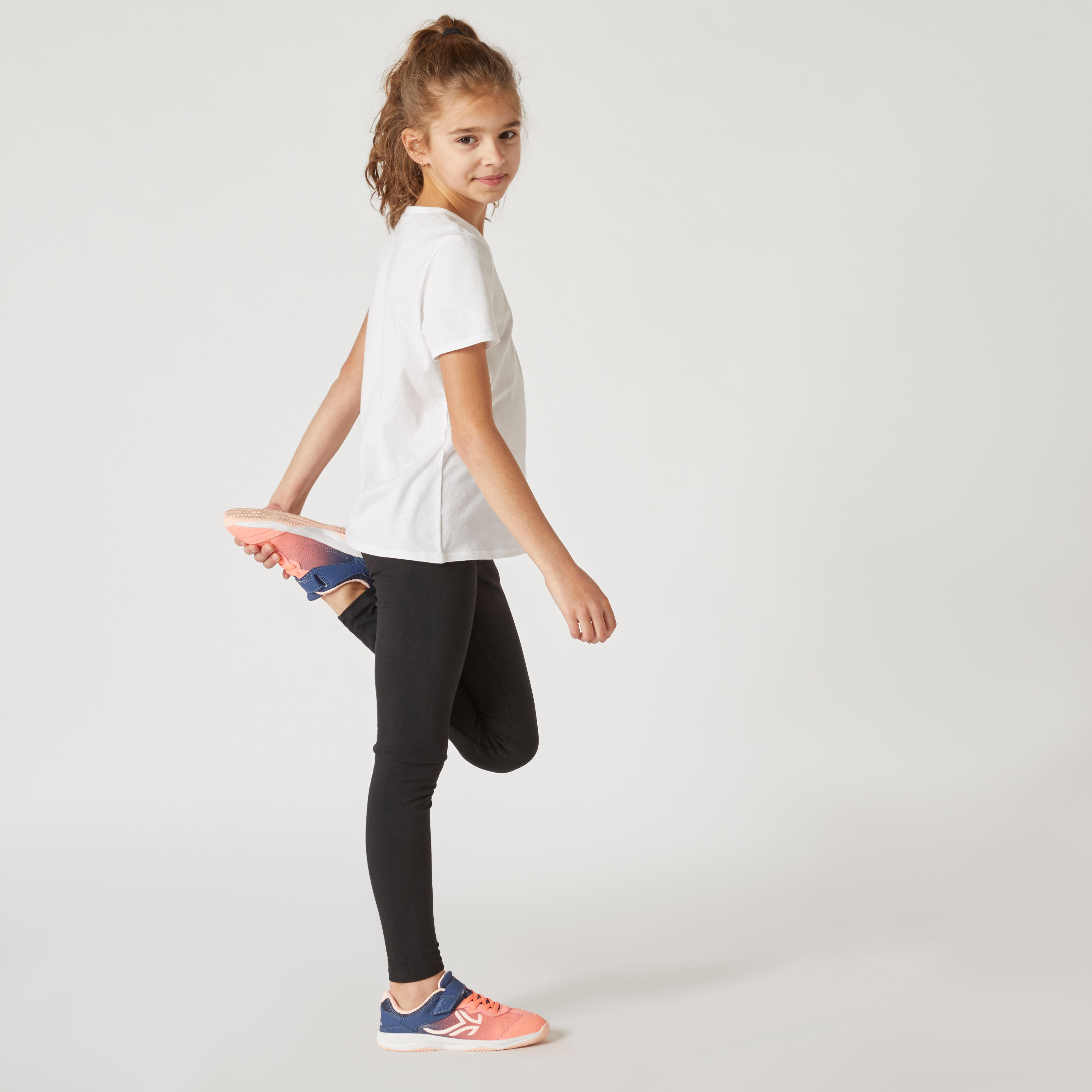 Girls Basic Cotton Leggings Black Decathlon