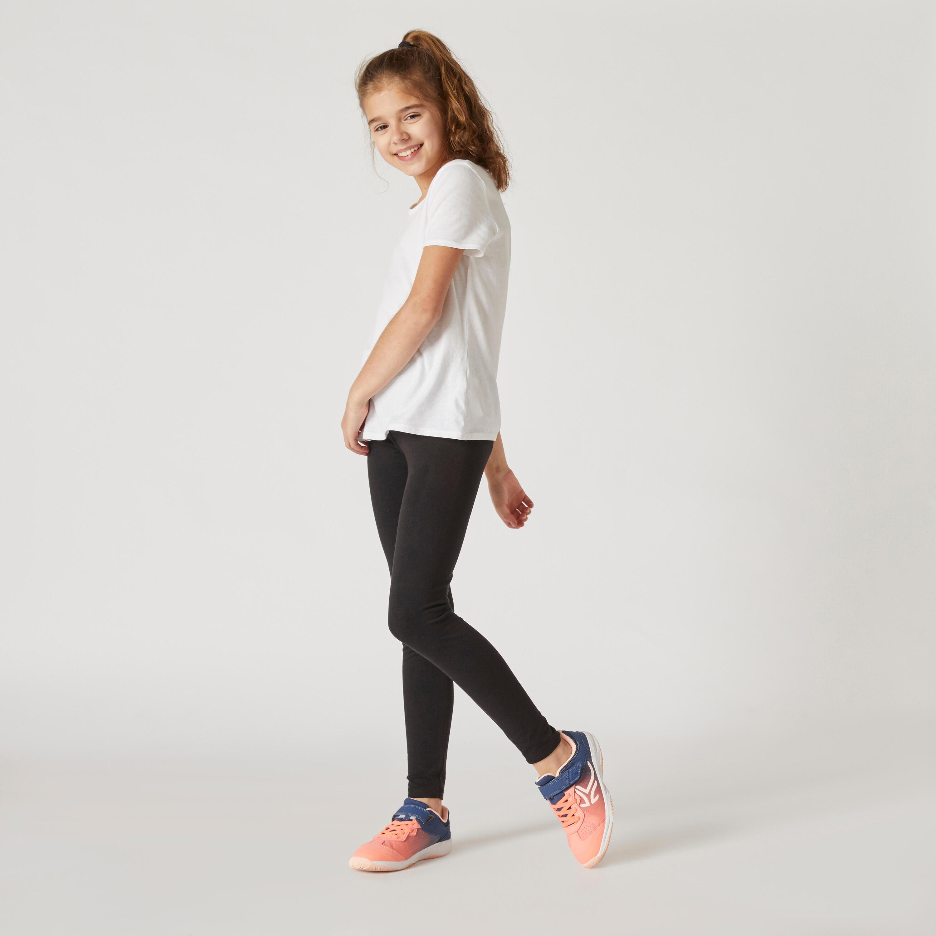 Girls' Basic Cotton Leggings - Black 2/4