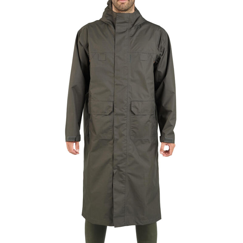 Aigle Plumífero Largo Medio Waterproof Con Capucha Verde Oscuro