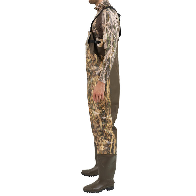 Waders de Caça com Bolsos 520 Camuflado Pântano