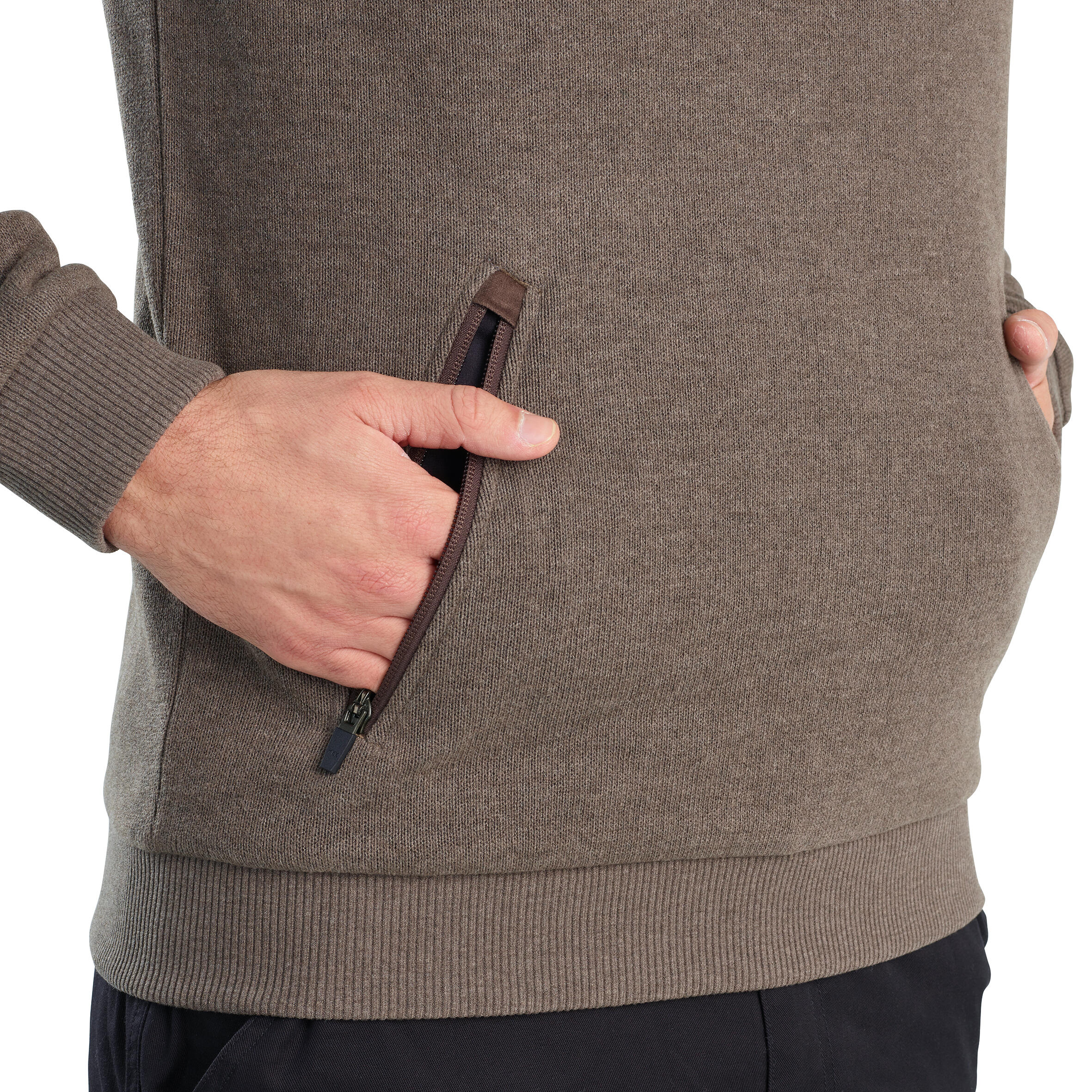 HUNTING PULLOVER 500 WATER-REPELLENT BROWN 7/11