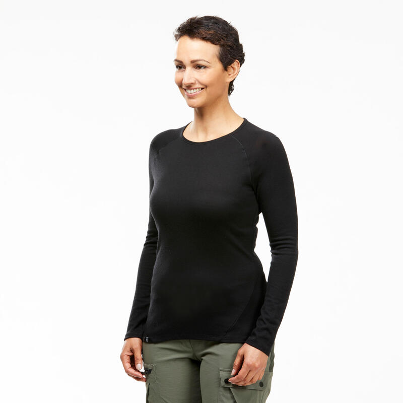 MERIWOOL Camiseta térmica de manga larga para mujer, 100% lana merina, de  peso medio, para mujer