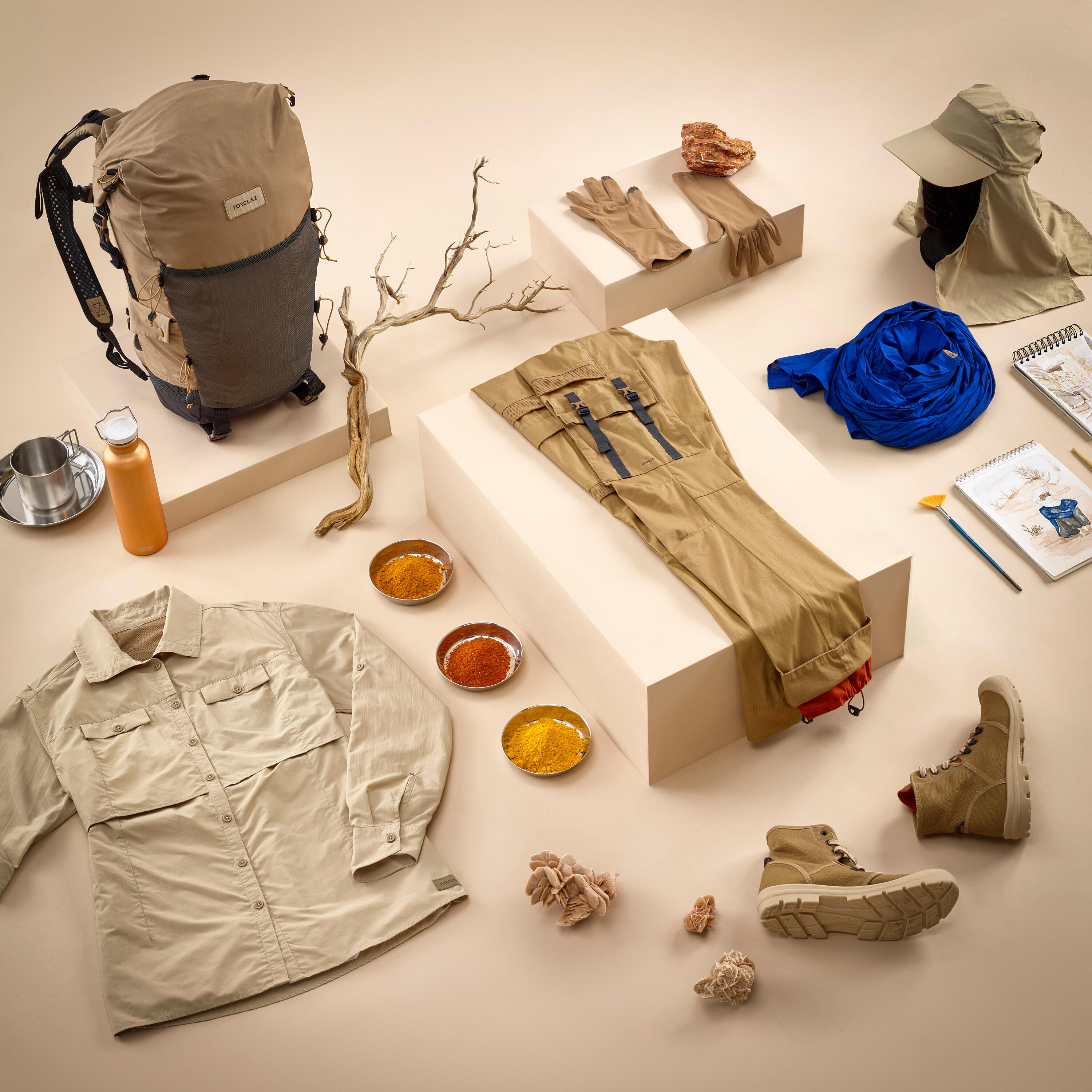 Uv-werende pet voor woestijntrekking Desert 900 bruin 2/3