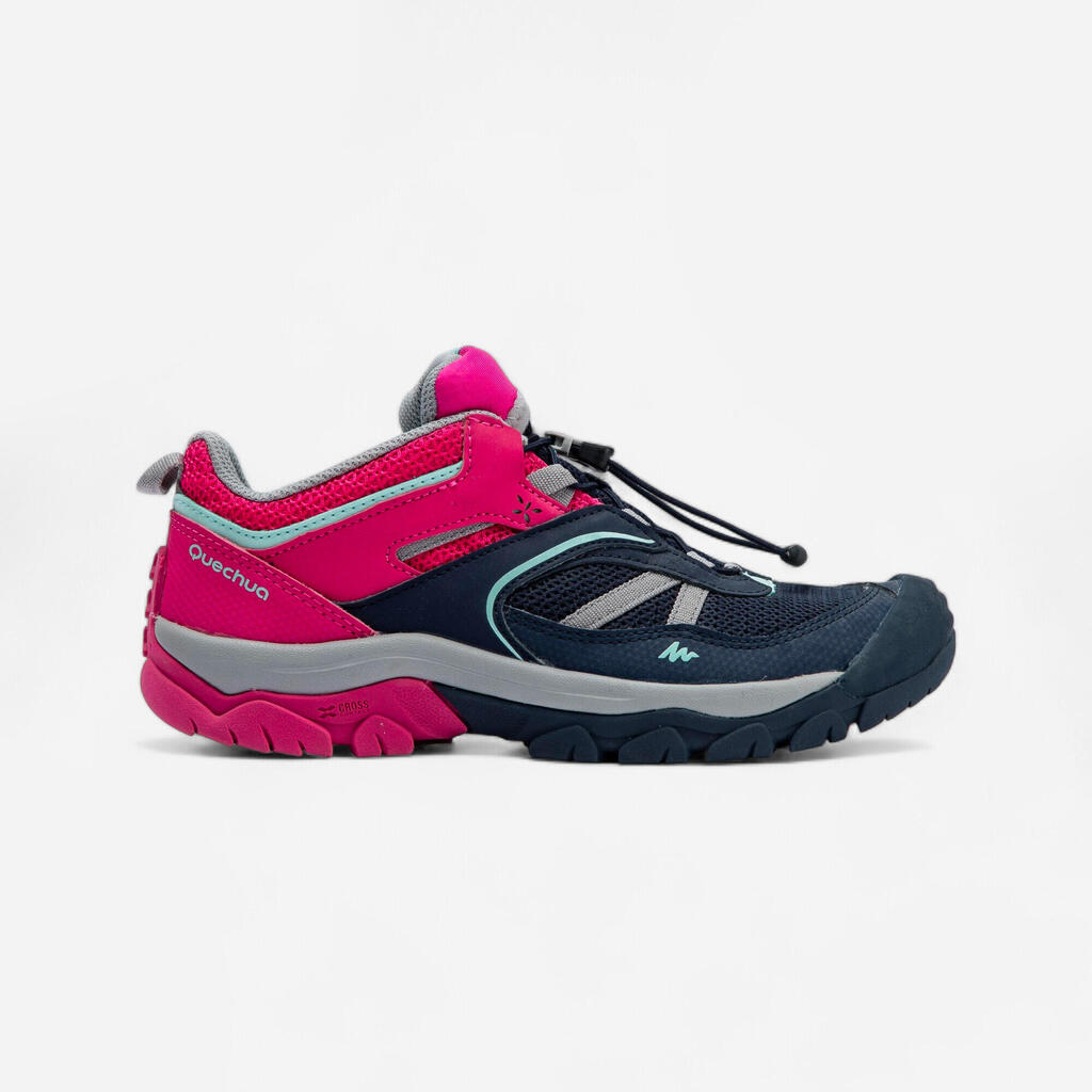 Chaussures de randonnée montagne basses lacet fille Crossrock bleues/rose 35-38