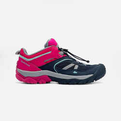 Chaussures de randonnée montagne basses lacet fille Crossrock bleues/rose 35-38