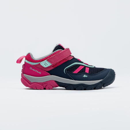 Chaussures de randonnée montagne avec scratch fille Crossrock bleues/rose 24-34