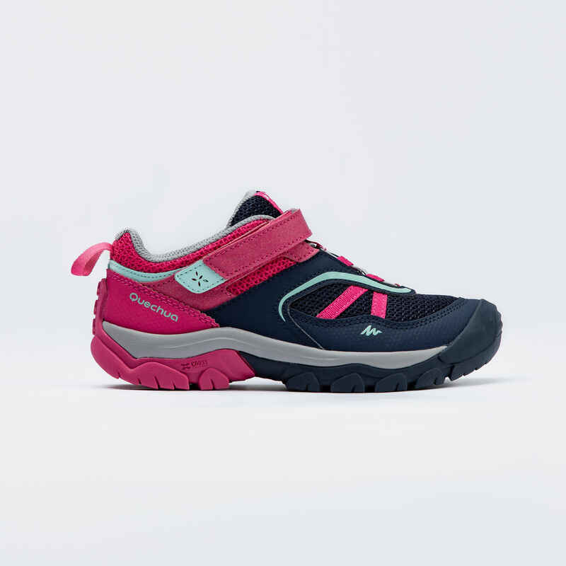 Girls' Walking Shoes with Rip-Tab - Pink/Navy