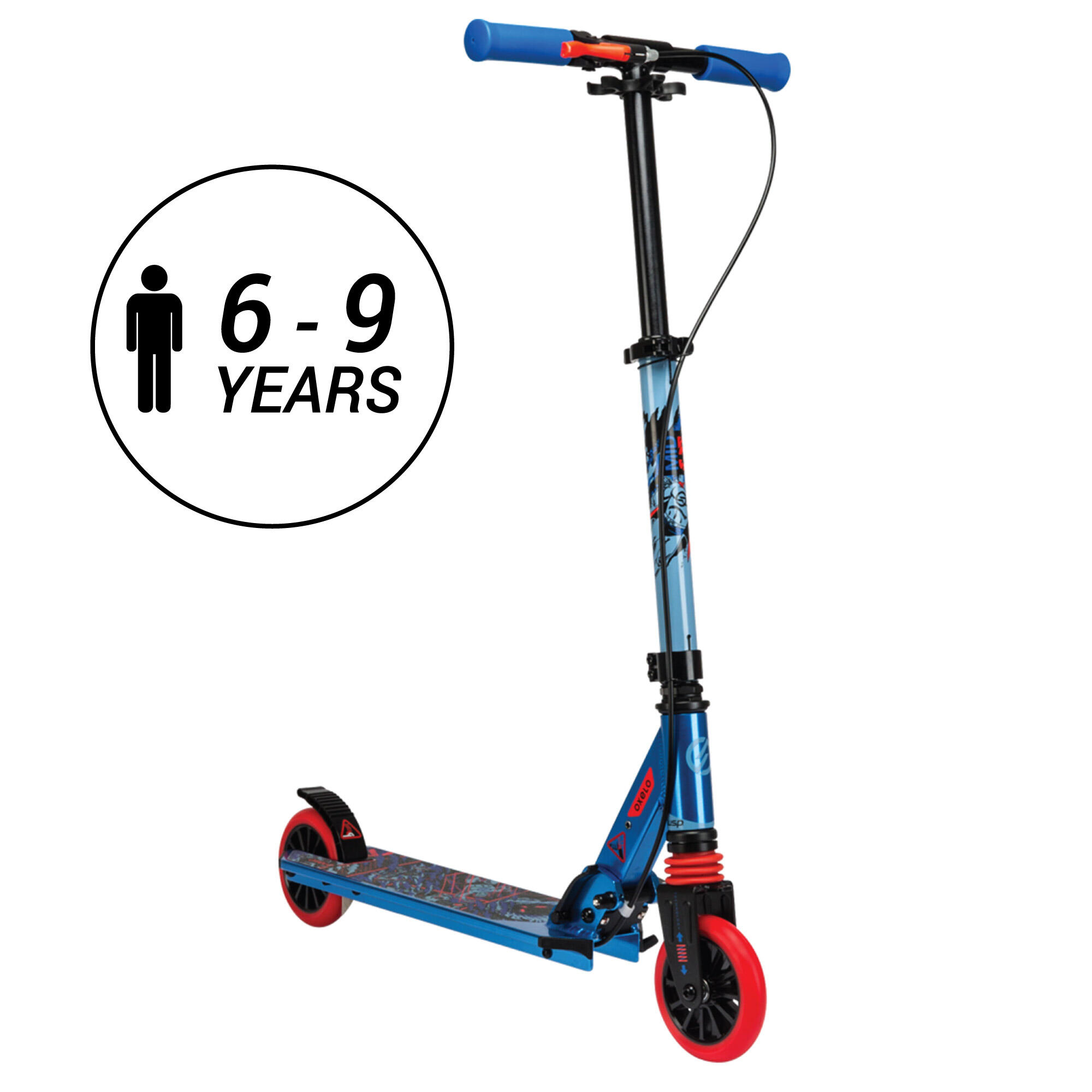 Scooter Tretroller Kinder Federung Lenkerbremse - Mid 5 blau 25/36