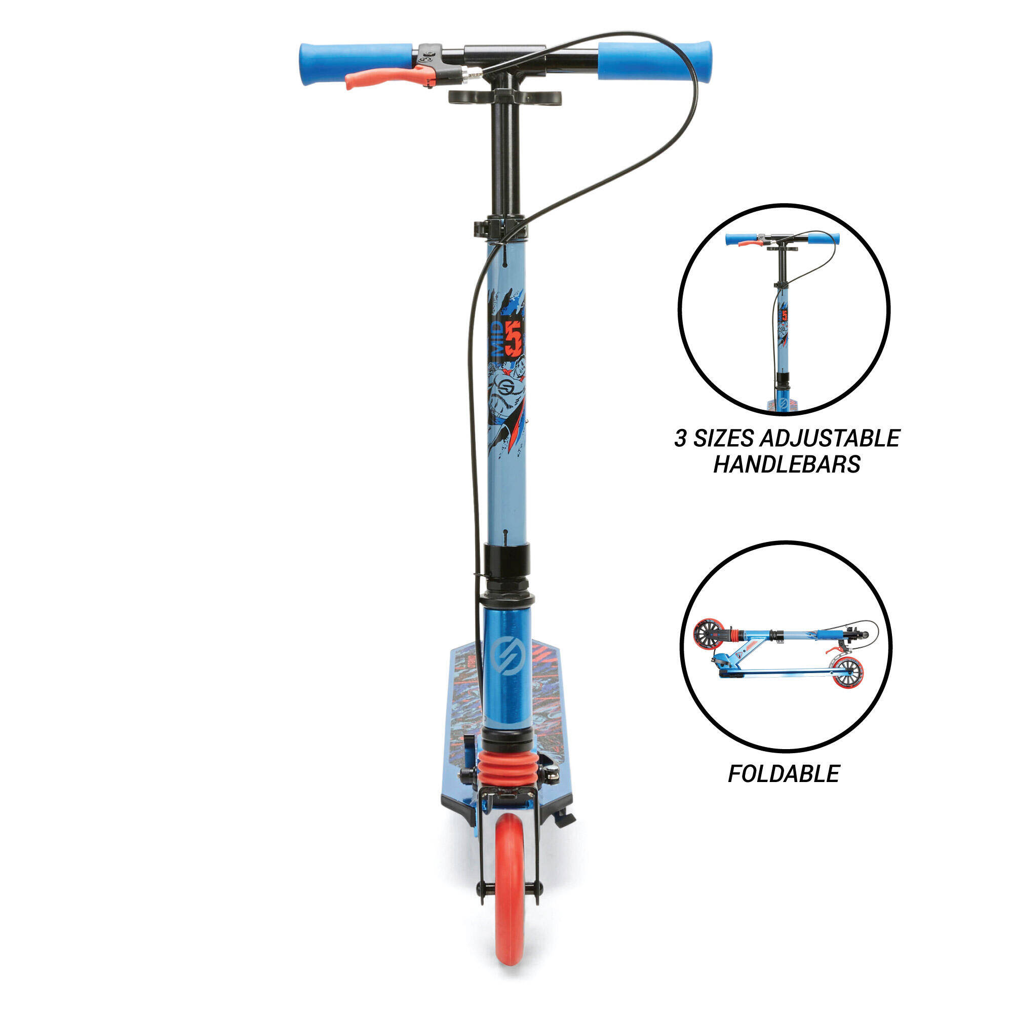 Kids' Scooter MID5 with Handlebar Brake and Suspension - Superhero -  4
