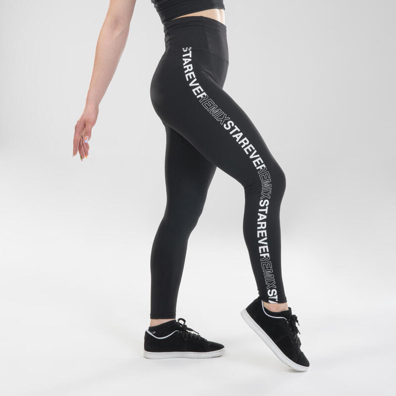 Tanz-Leggings Urban Dance hoher Taillenbund Damen - schwarz