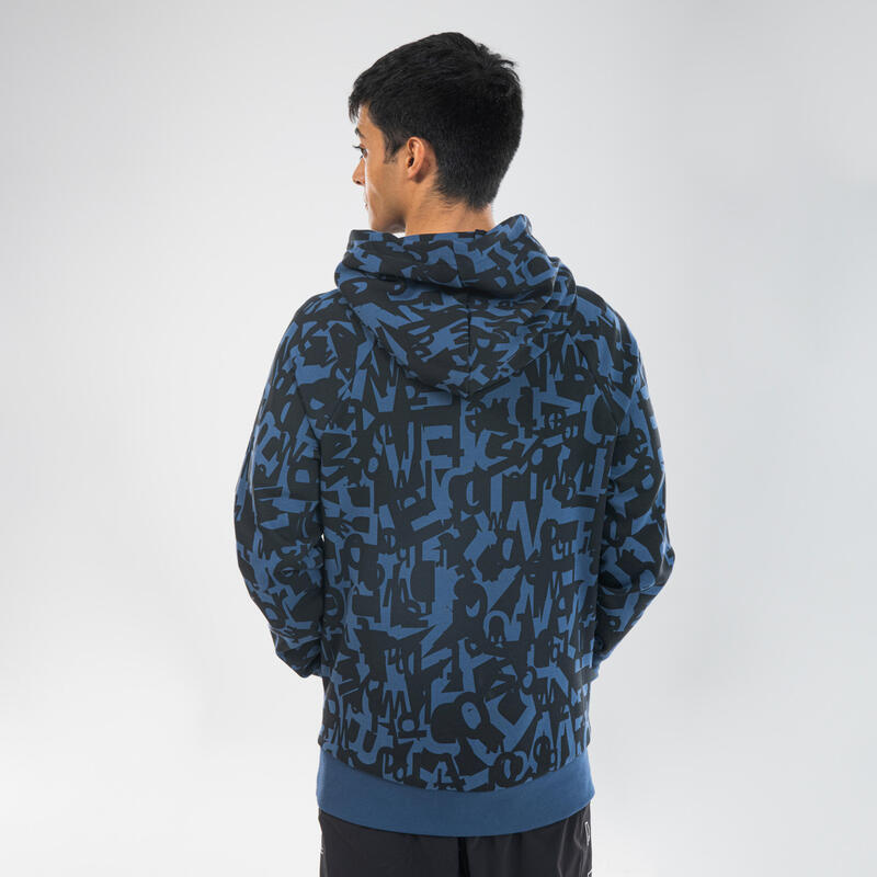 Sudadera con capucha danzas urbanas estampado azul y negro. 