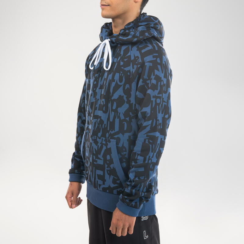 Sudadera con capucha danzas urbanas estampado azul y negro. 