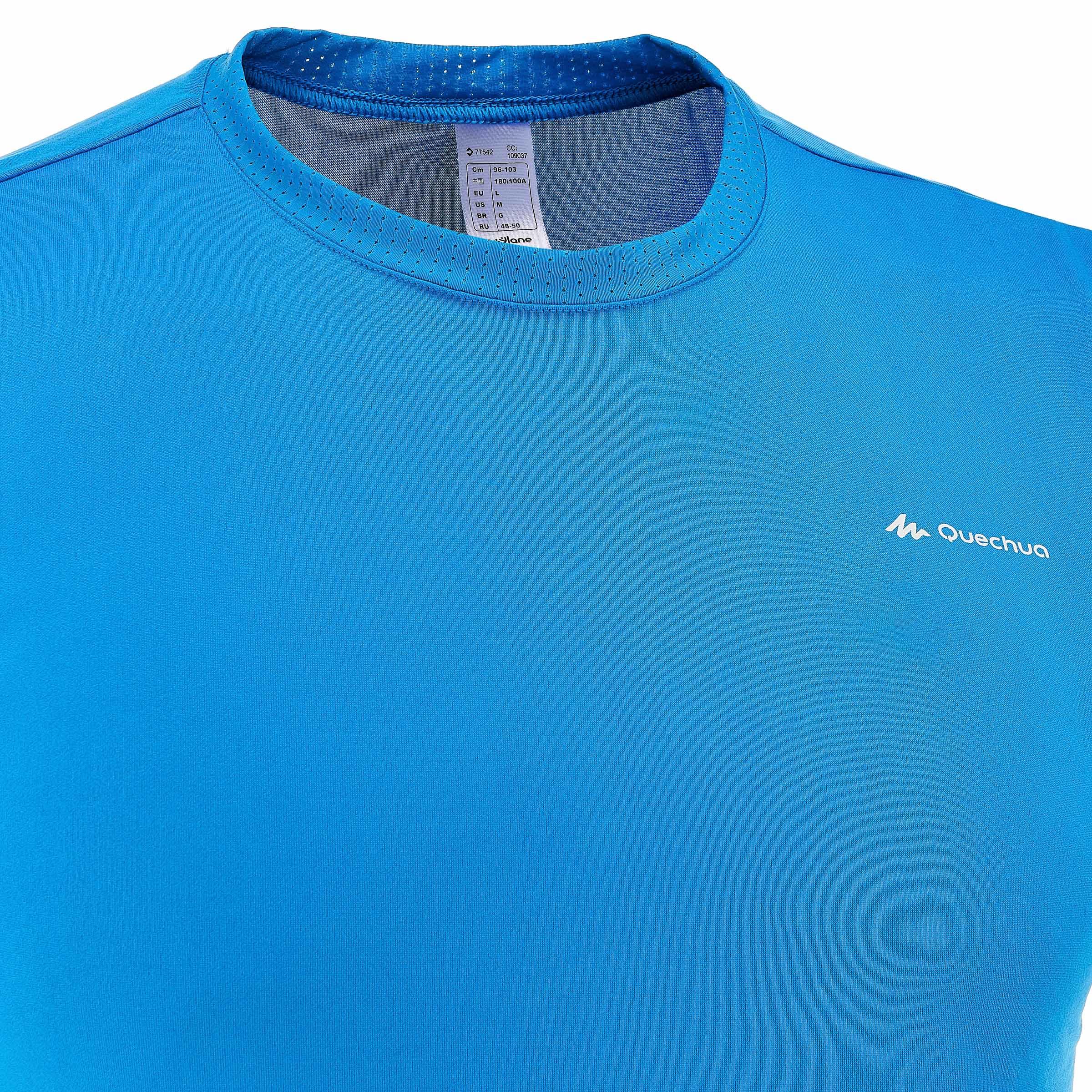 MH100 Men's Short Sleeve Mountain Hiking T-shirt - Blue 6/12