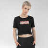 T-Shirt Crop Top Damen - schwarz