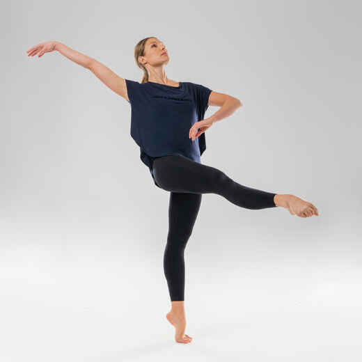 Tanzshirt fließend Modern Dance mit Rückenöffnung Damen dunkelblau