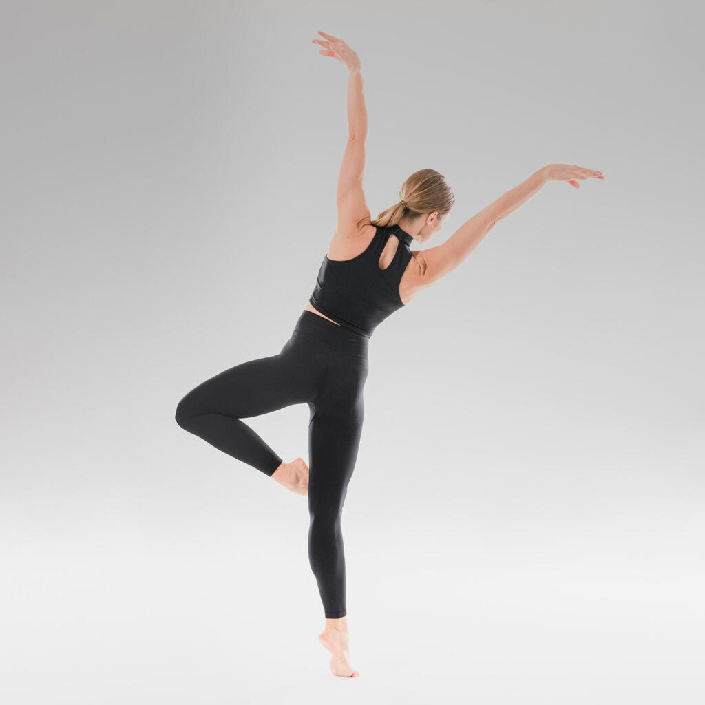 Crop-top modern dance mit stehkragen damen schwarz