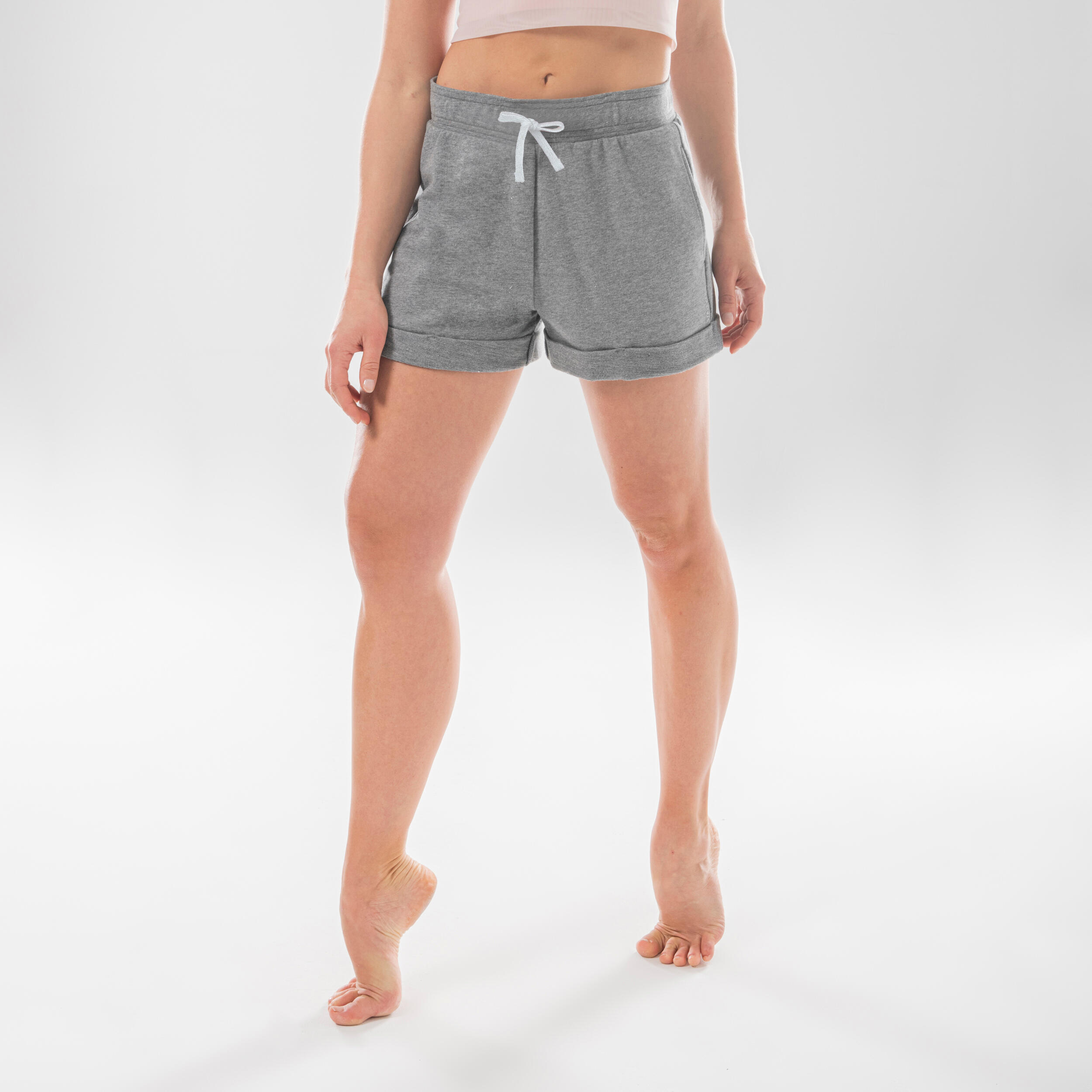 Women's gray high-waisted modern dance shorts