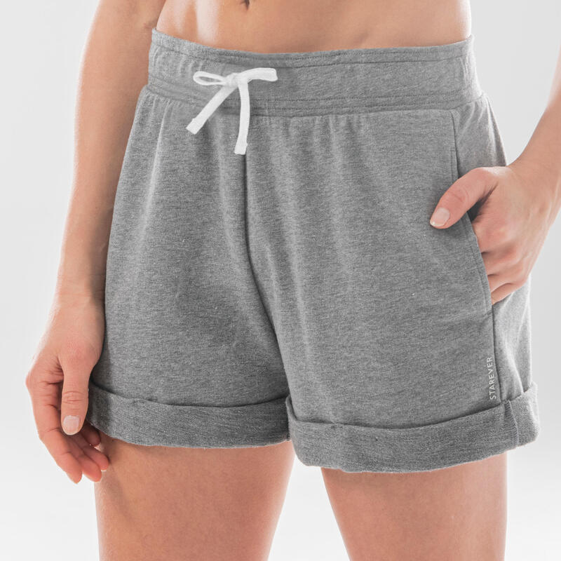 Damesshort voor moderne dans met hoge taille grijs