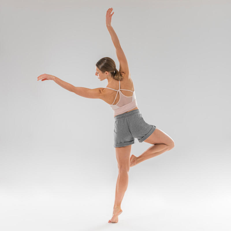 Női rövidnadrág modern tánchoz, magasított derekú, szürke