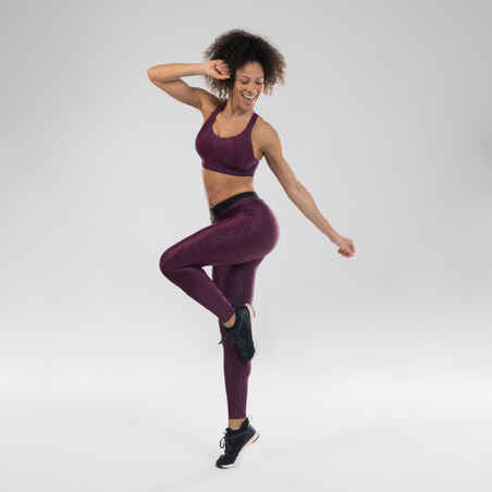 Leggings Fitness Dance Damen lila mit Grafikprint