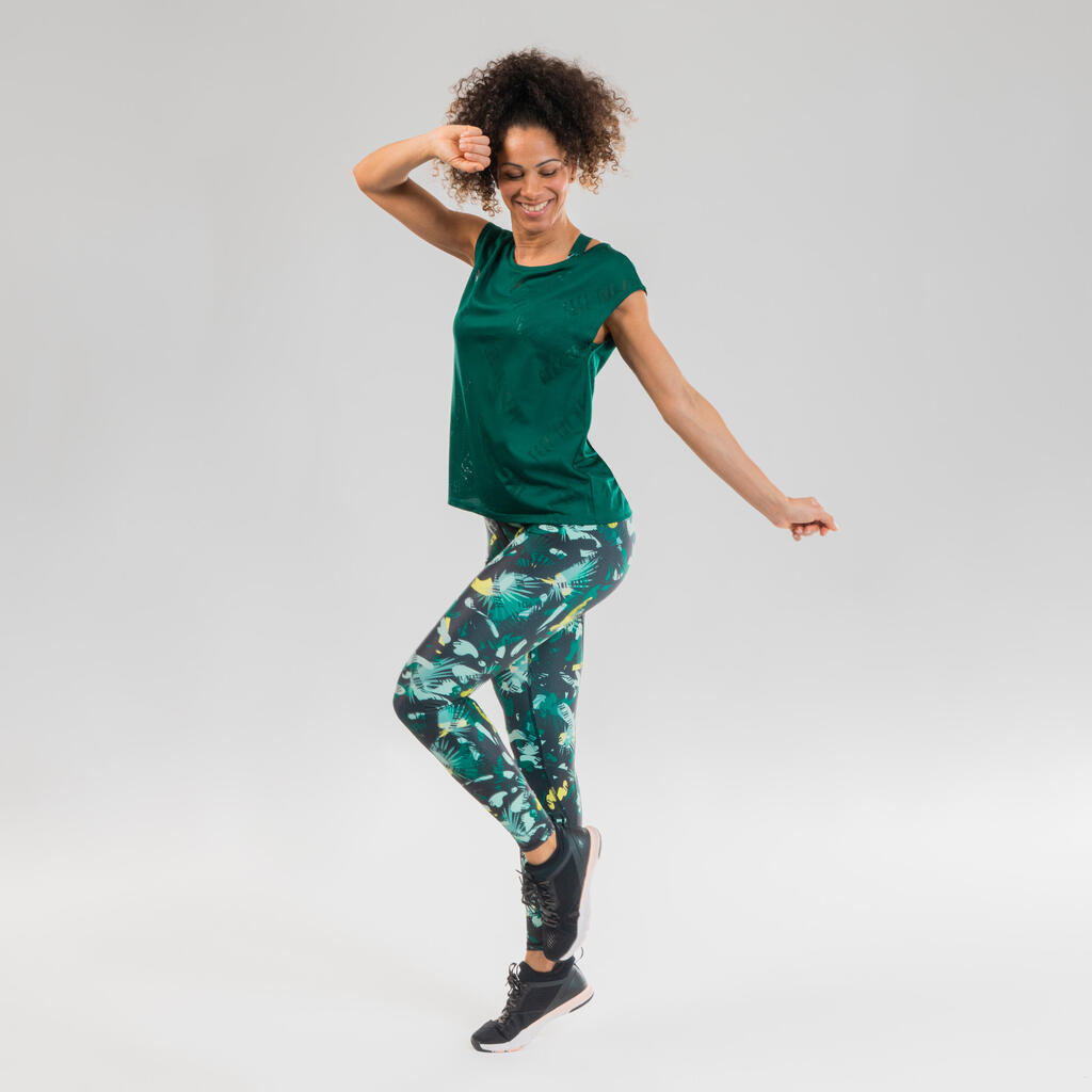 Women's Openwork Fitness Dance T-Shirt - Green