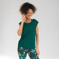 חולצת טי Openwork לריקוד ולכושר לנשים - ירוק