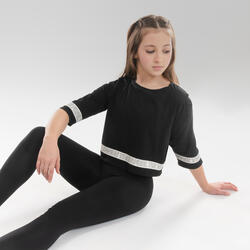 Cropped T-shirt voor moderne dans meisjes zwart