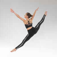 Tanz-Leggings Modern Dance hoher Taillenbund mit Print Kinder schwarz