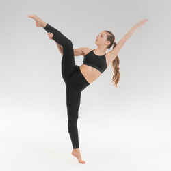 Girls' Modern Jazz Dance High-Rise Seamless Leggings - Black