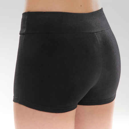 Girls' Modern Dance Slim-Fit High-Waisted Shorts - Black