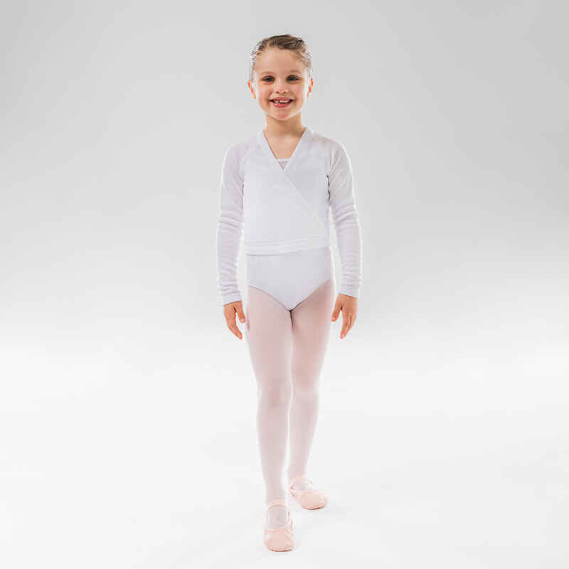 Girls' Ballet Wrap-Over Top - White