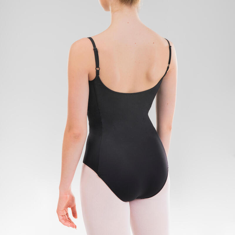 Dámský baletní dres s tenkými ramínky černý
