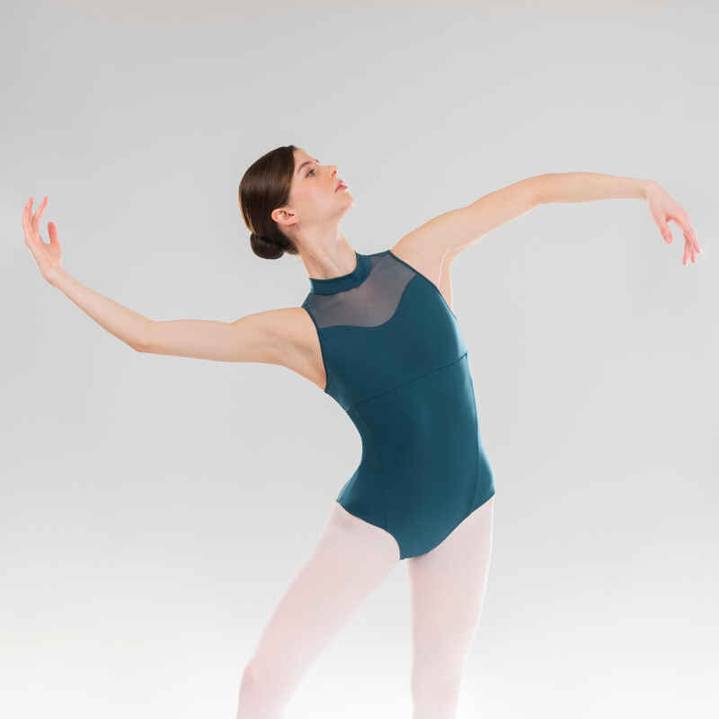 Tanzbody Ballett Stehkragen Damen blau