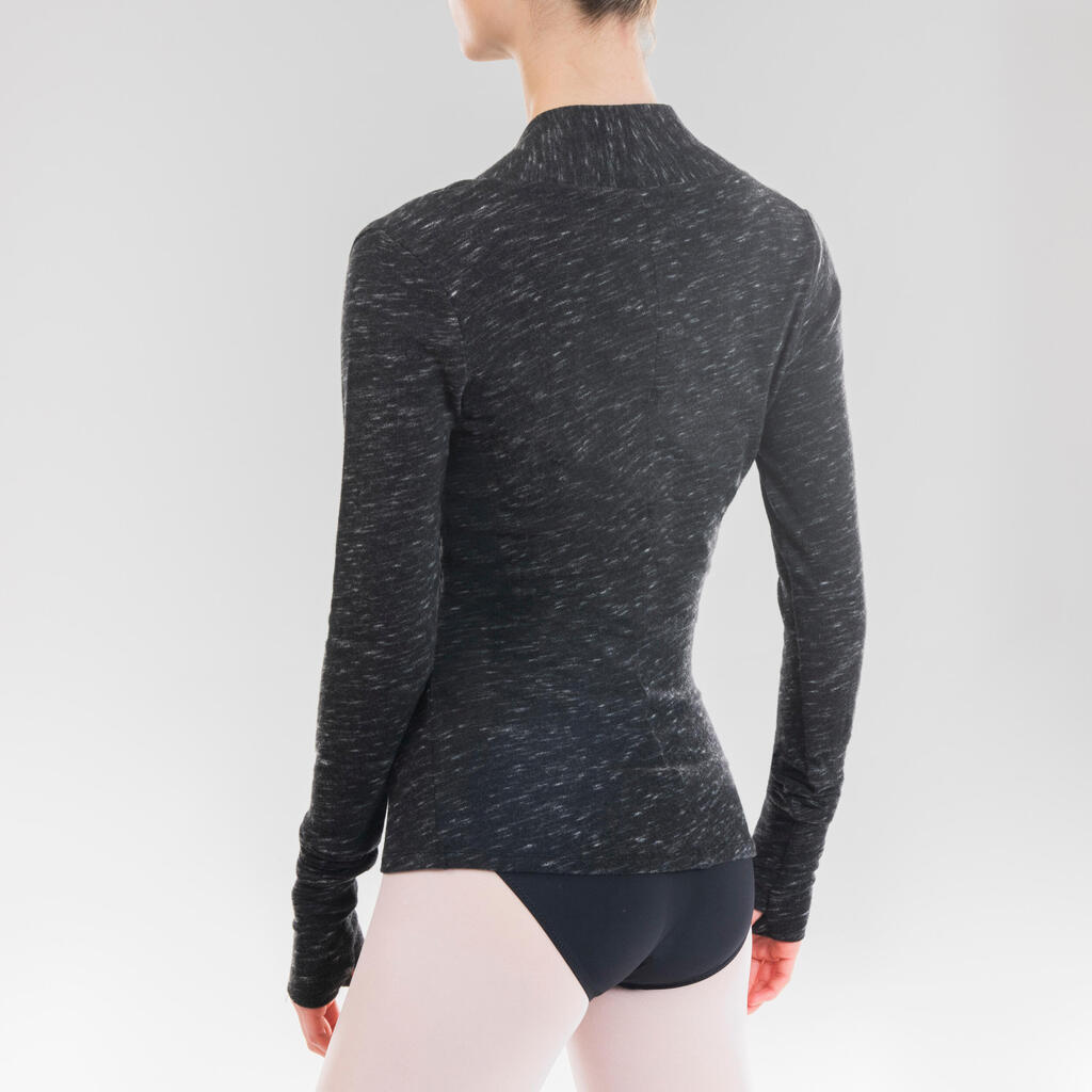 Women's Ballet Wrap Over Top - Mottled grey