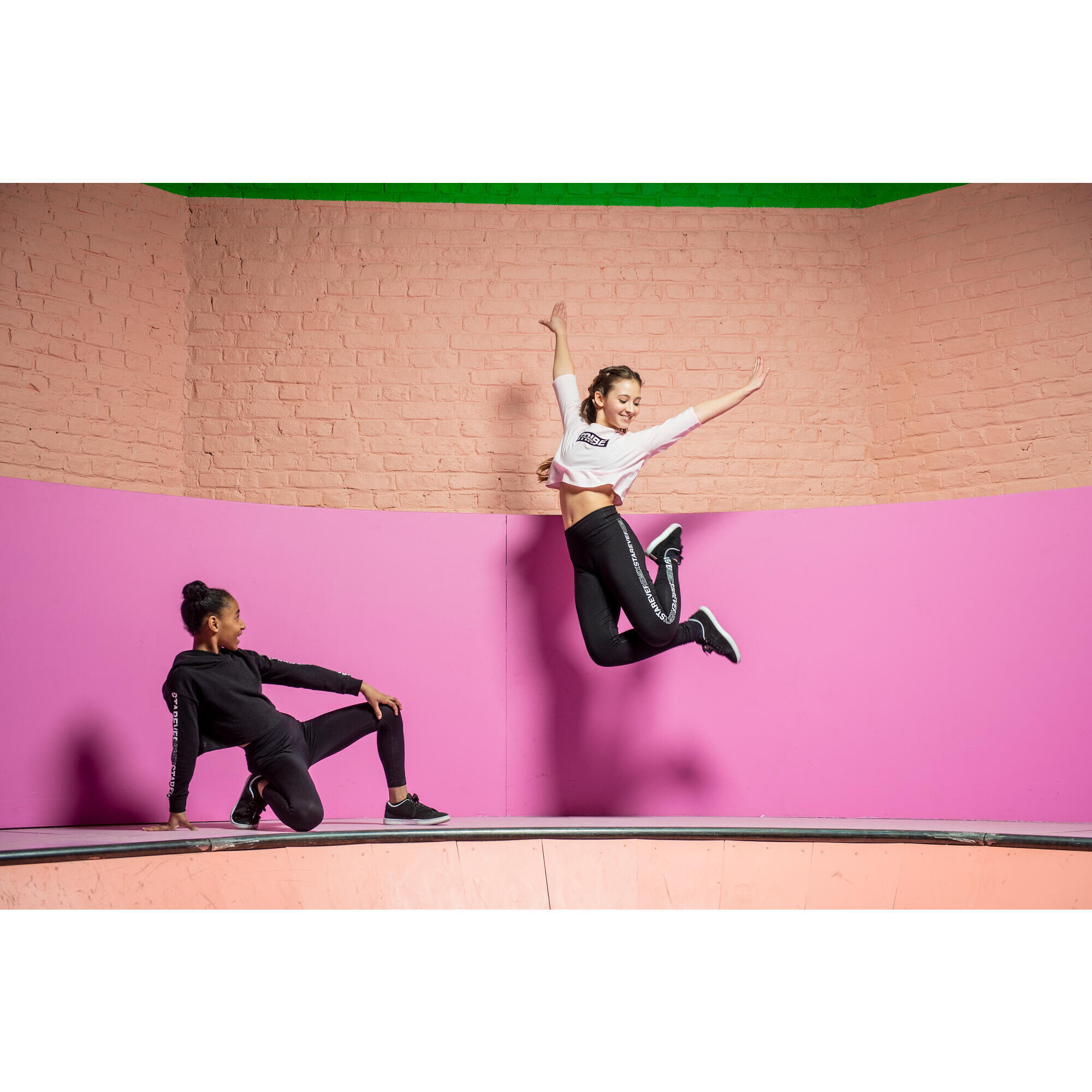 Легинсы с высокой талией для современного танца для девочек черные с принтом STAREVER