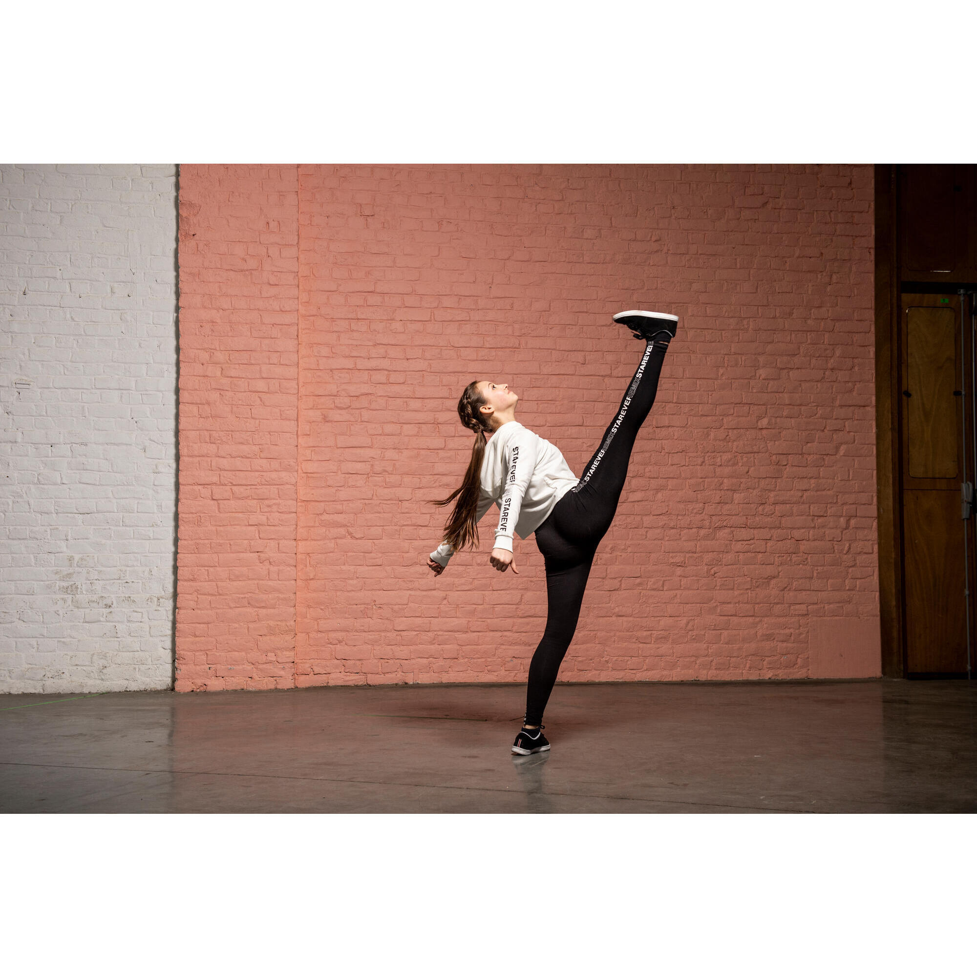 Легинсы с высокой талией для современного танца для девочек черные с принтом STAREVER