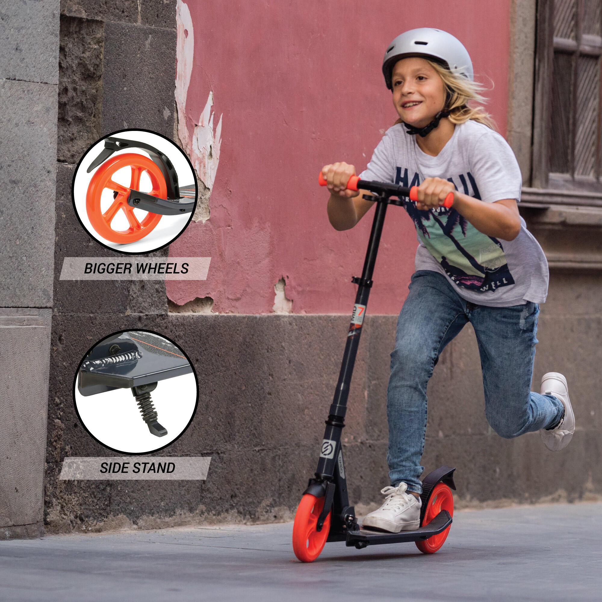 Kids' Scooter with Stand - Mid 7 Orange - OXELO